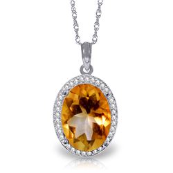 Genuine 4.88 ctw Citrine & Diamond Necklace Jewelry 14KT White Gold - REF-70Y2F