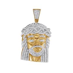 1 CTW Mens Diamond Jesus Christ Messiah Charm Pendant 10KT Yellow Gold - REF-75F2N