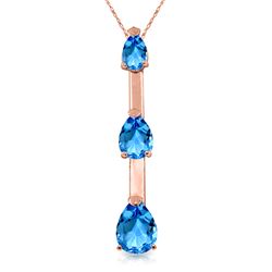 Genuine 1.71 ctw Blue Topaz Necklace Jewelry 14KT Rose Gold - REF-27F5Z