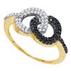 Image 1 : 0.33 CTW Black Color Diamond Circle Cluster Ring 10KT Yellow Gold - REF-22W4K