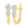 Image 1 : 0.22 CTW Diamond Flower Cluster Hoop Earrings 10KT Yellow Gold - REF-30X2Y
