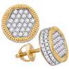 Image 1 : 1.1 CTW Mens Diamond Circle 3D Cluster Stud Earrings 10KT Yellow Gold - REF-67Y4X