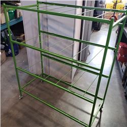 GREEN METAL ROLLING RACK