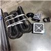 Image 2 : COMPLETE OUTDOOR CHANNEL DRAIN SYSTEM, 50 FT DRAIN HOSE, VORTEX GRATE, CORNER, AND 3 CHANNEL GRATES