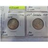 Image 3 : 7 CANADIAN SILVER QUARTERS KING GEORGE VI - ALL DIFFERENT AND .800 SILVER