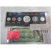 Image 1 : 1967 CANADIAN CENTENNIAL COIN SET W/ MINT $1.00 PAPER DOLLAR .800 COINS