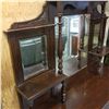 Image 3 : 2 PC ANTIQUE 6 DRAWER BUFFET AND MIRRORED HUTCH