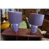 Image 1 : PAIR OF PURPLE TABLE LAMPS