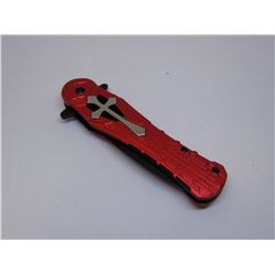 Red Snake Eye Tactical Spring Assist Knife 4.5 Inches Closed