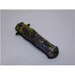 Snake Eye Tactical Cross Handle Spring Assist Knife 4.75 inches Closed