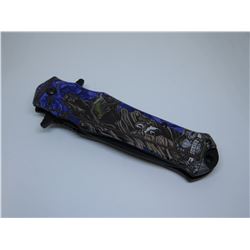 Snake Eye Tactical Cross Handle Spring Assist Knife 4.75 inches Closed