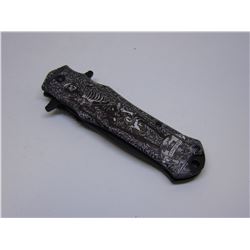 Snake Eye Tactical Cross Handle Spring Assist Knife 4.75 inches Closed