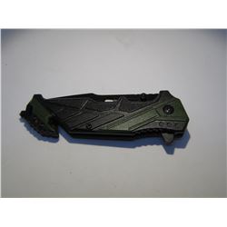 Green Snake Eye Tactical Spring Assist Knife 4.5 inches Closed