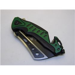 Green Snake Eye Tactical Spring Assist Knife 4.75 inches Closed
