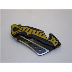 Yellow Snake Eye Tactical Spring Assist Knife 4.75 inches Closed