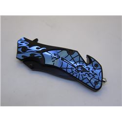Blue Snake Eye Tactical Spring Assist Knife 4.5 inche Closed