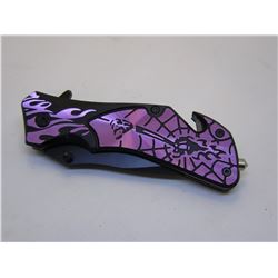 Pink Snake Eye Tactical Spring Assist Knife 4.5 inche Closed
