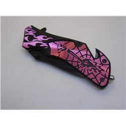 Red Snake Eye Tactical Spring Assist Knife 4.5 inche Closed