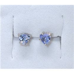 New 1 CT Tanzanite Sterling Silver Stud Earrings