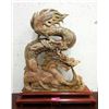 Image 1 : Large Carved Onyx Dragon Statue on Wood Base
