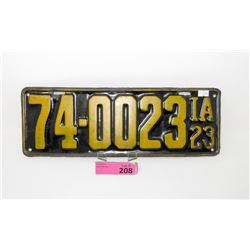 Rare USA 1923 Iowa License Plate