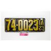 Image 1 : Rare USA 1923 Iowa License Plate