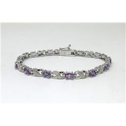 Amethyst & Diamond 6.02 CT Tennis Bracelet