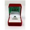 Image 2 : Diamond & Emerald Sterling Silver Solitaire Ring