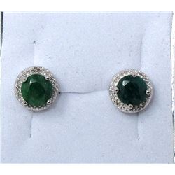 New Emerald & Diamond Sterling Silver Earrings