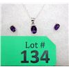 Image 1 : New Amethyst Sterling Silver Earrings & Pendant