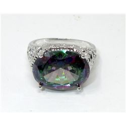 Huge Mystic Topaz Custom Made Ring