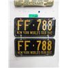 Image 1 : Pair 1940 New York World's Fair Licence Plates