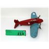 Image 1 : 1940s Double Propeller Wood Wheel Airplane