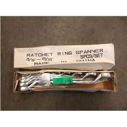 New Ratchet Ring Spanner Set - 3/8" - 15/16"