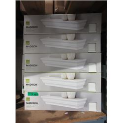 5 New 16" Madison Wall Shelves - White
