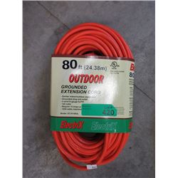New 80 Foot Outdoor Grounded Extension Cord