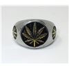 Image 1 : Men's Large Marijuana Leaf Signet Ring