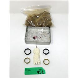 Bone Eagle Pendant, 4 Rings, Gemstones & more