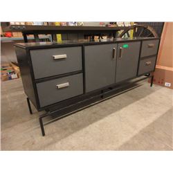 Black & Grey Credenza - 4 Drawer, 2 Door