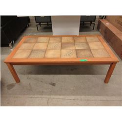 Large Tile Top Wood Coffee Table