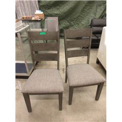 Pair of Grey Dining Chairs with Fabric Seats