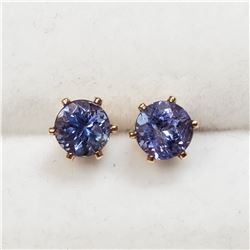 14K YELLOW GOLD 2 TANZANITE EARRINGS