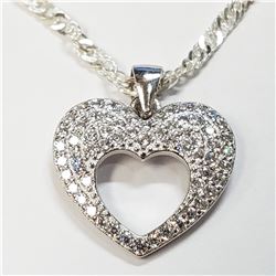 SILVER CUBIC ZIRCONIA HEART SHAPE NECKLACE