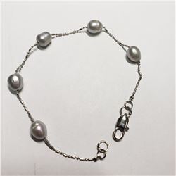 SILVER FRESH WATER PEARL BRACELET