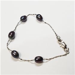 SILVER FRESH WATER PEARL BRACELET