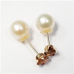 10K Y.GOLD 2 TOURMALINE FRESHWATER PEARL EARRINGS