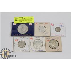 LOT OF 6 CANADA COINS, 1967 $1,  1949 QUARTER,