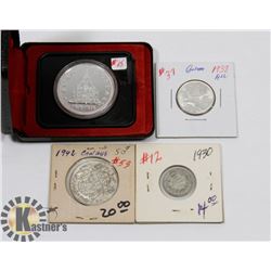 LOT OF CANADA COINS, 1976 SILVER DOLLAR,