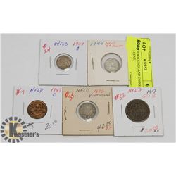 LOT OF NEWFOUNDLAND COINS, 1943 ONE CENT,