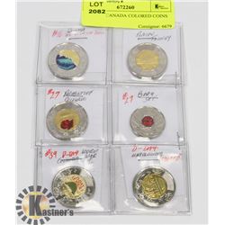 LOT OF 6 CANADA COLORED COINS
